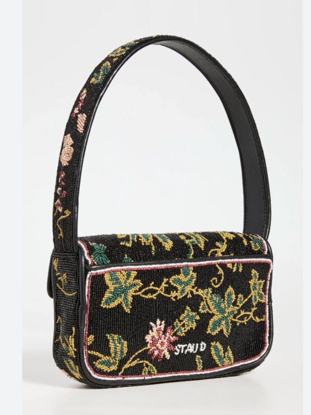 STAUD Tommy Beaded Bag, Black Floral - Picture 2 of 11